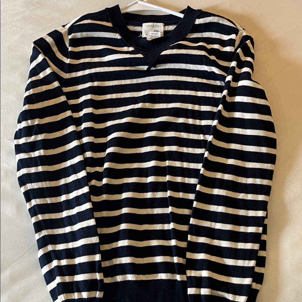 Boys 14 Striped Sweater - Navy and White